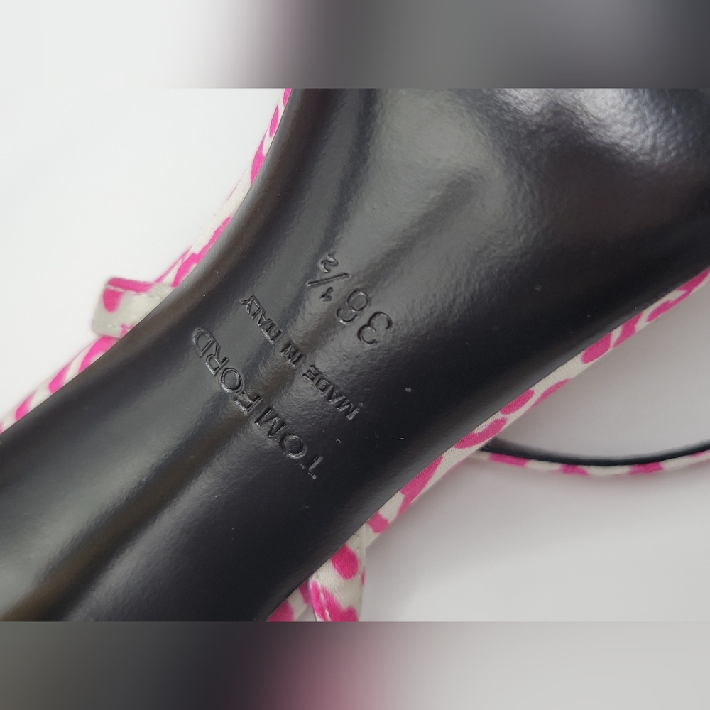 Tom Ford Padlock Hot Pink/White Animal Print, Lock Ankle Strap Sandal Heel Pump View 3